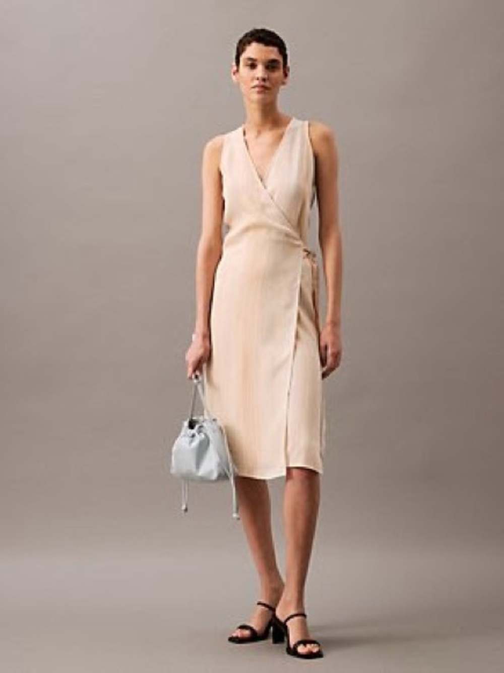 Calvin Klein Pale Blush Wrap Midi Dress